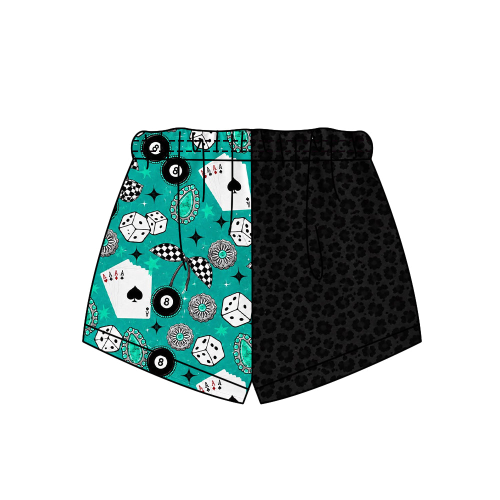 Custom moq 5 mix size milk silk summer teams Adult And Kids Patchwork Black Summer Shorts