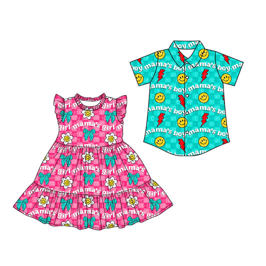 26.1.22 custom each style moq 5 eta 6-8week Sibling Sister MAMA baby button short sleeve top and dress match design