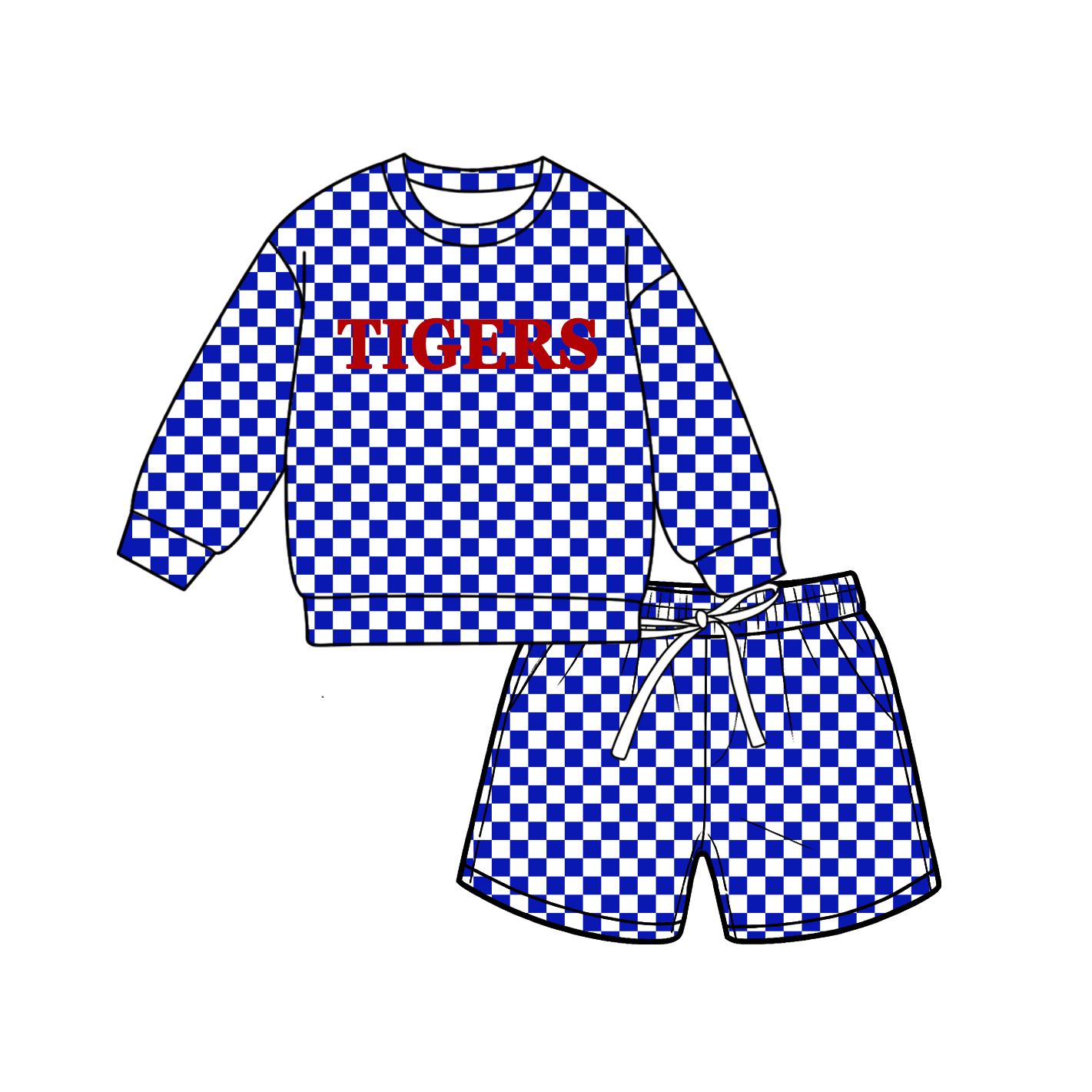 custom moq 5 mix size MSD070403 Baby Kids Plaid Long Sleeve Top And Shorts Set