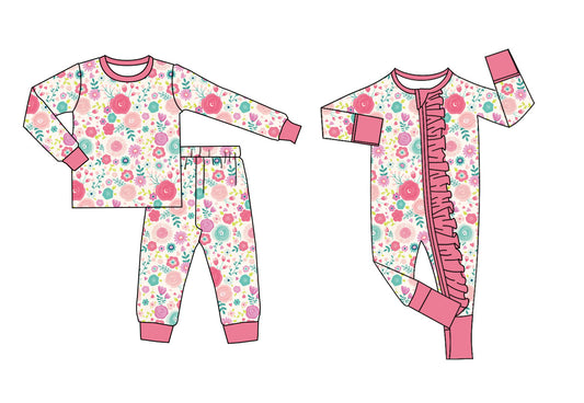 25.11.19 custom each style moq 5 eta 6-8week Sibling Sisters floral baby girl clothes long sleeve pants sets and romper match family design