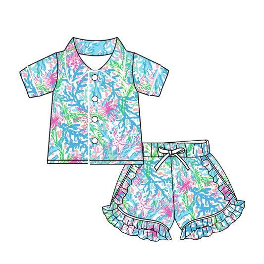 10.21 custom each style moq 5eta 4-6week baby kids clothes pattern blue short sleeve shorts pajamas sets