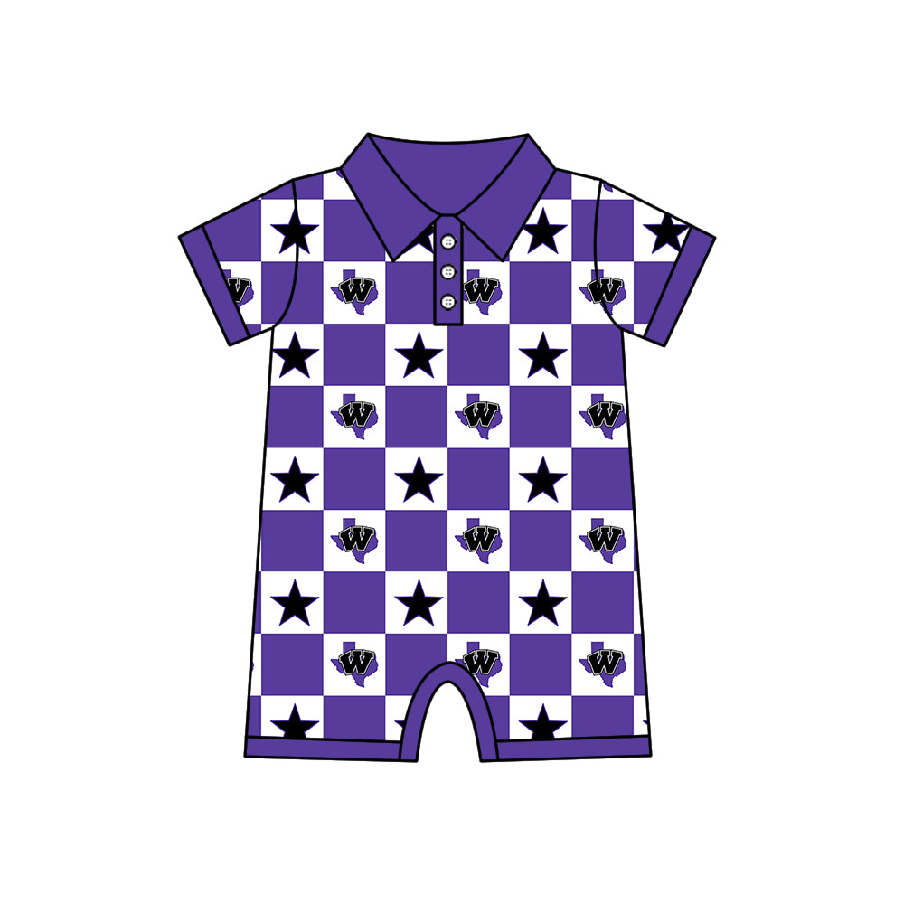 Custom moq 5 mix size milk silk summer teams Baby Girl Purple Sleeveless Top Skirts Set Dress And Shorts Yoga Checked Outfit Boy's Checked Short-Sleeved Polo Shirt And Romper