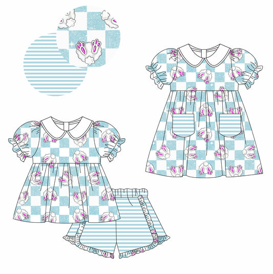 12.3 custom each style moq 5eta 4-6week Sibling Sister baby girl short sleeve shorts sets and dresses match design