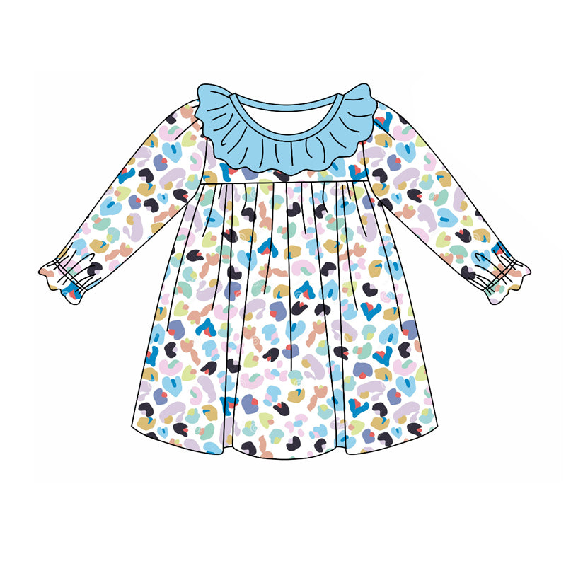 9.24 custom each style moq 5eta 4-6week Sibling Sister colorful leopard baby girl sets and dress and rompers match family design