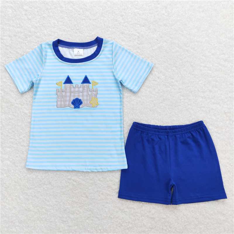 RTS NO MOQ Embroidery short-sleeved shorts suit & short-sleeved sets and romper