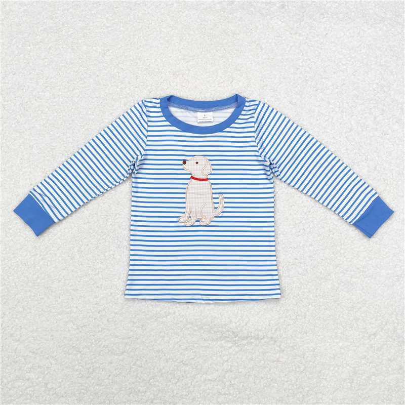 RTS NO MOQ（In Stock) BT0808 embroidered puppy long-sleeved top