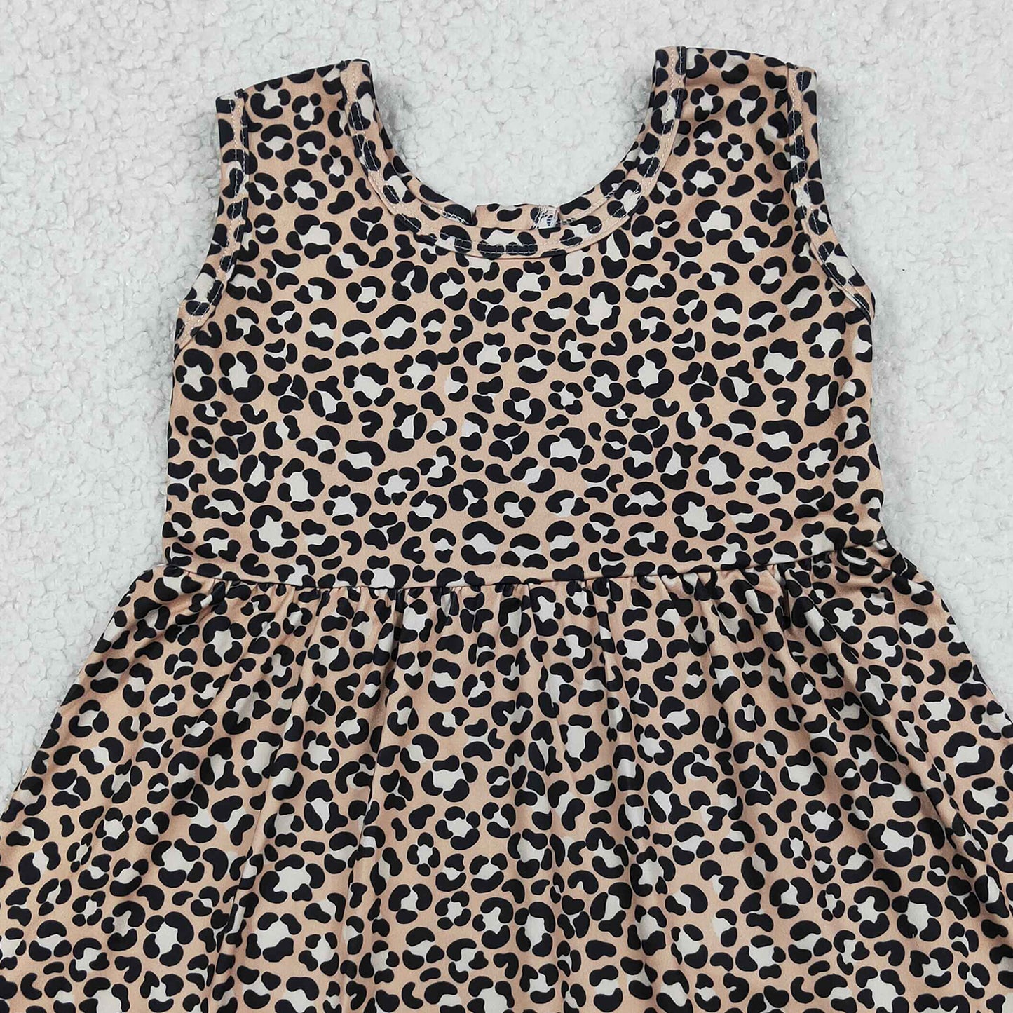 RTS NO MOQ milk silk SR3070 Baby Girls Leopard Print Sleeveless Tunic Style Short Rompers