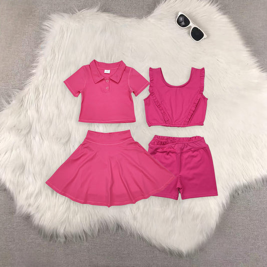 RTS NO MOQ Sibling baby girl clothes color sleeveless skirt yoga set