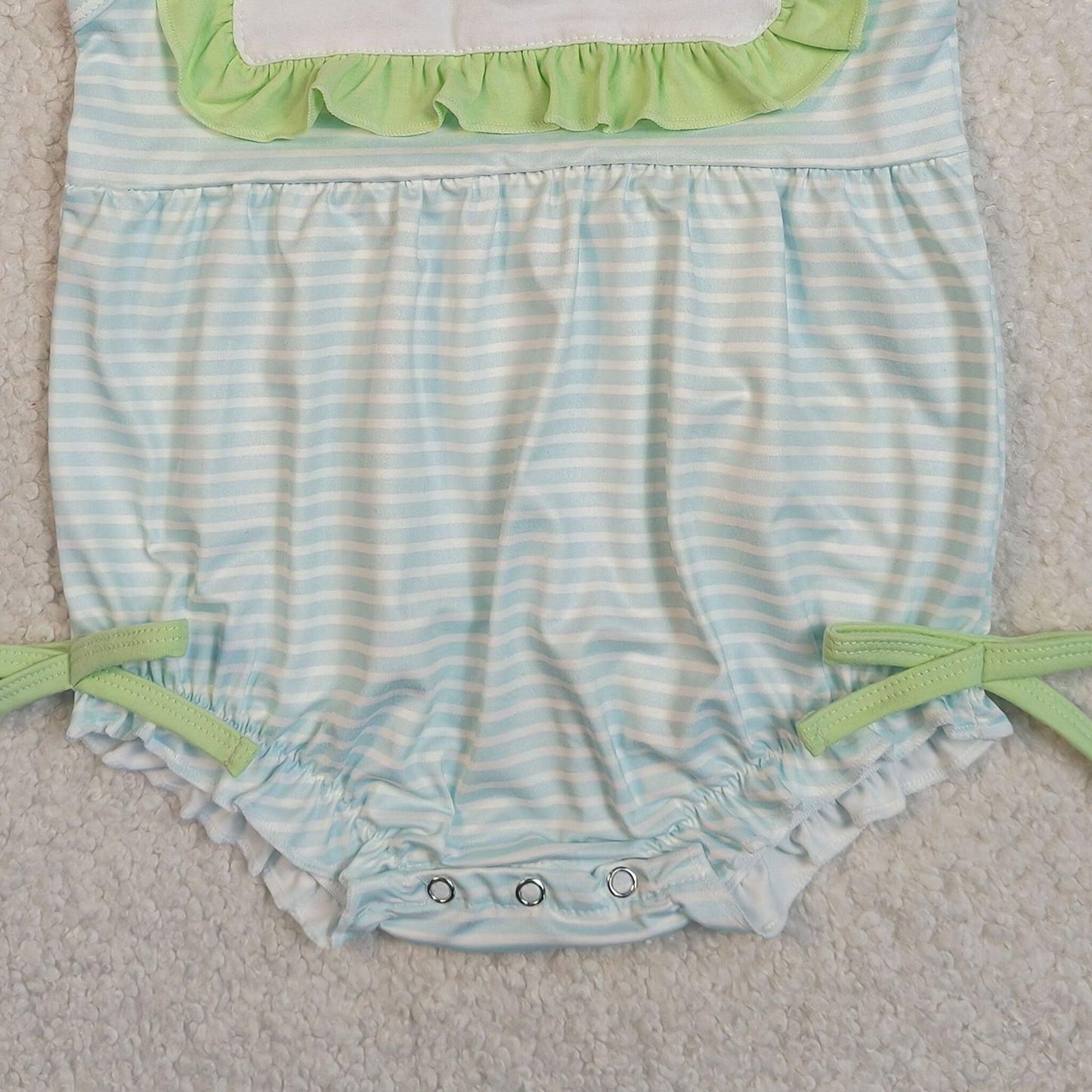 RTS NO MOQ SR4082 Toddler Girls Sleeveless Stripe Duck Embroidery Hunting Ruffle Rompers
