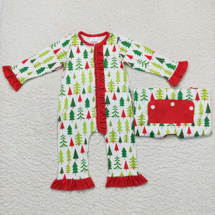 RTS NO MOQ Sibling Baby girls clothes Christmas long-sleeved trousers suit & rompers