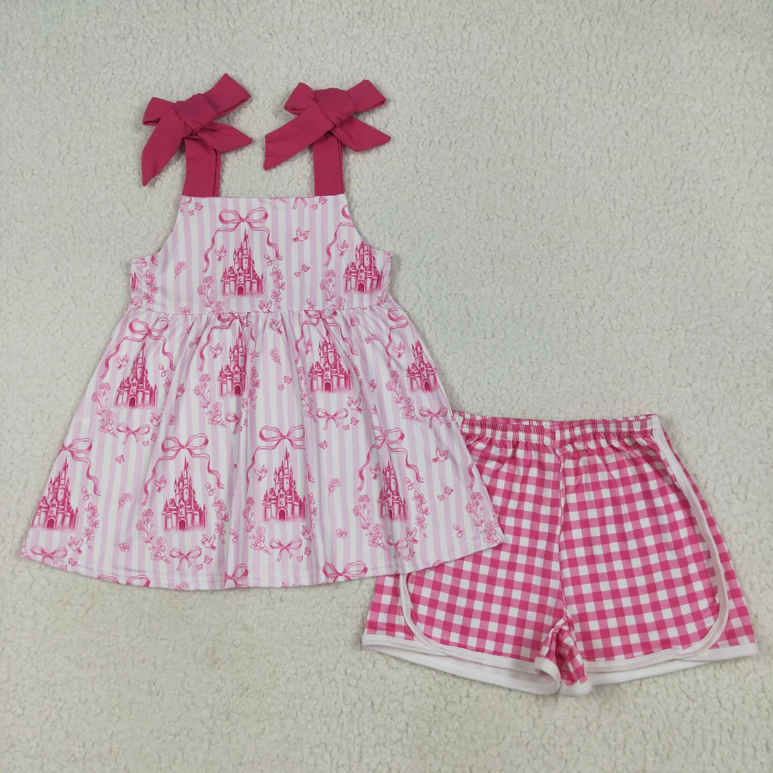 RTS NO MOQ Sibling baby Girls clothes yoga castle short sleeve Clothes Sets dress and sets and rompers