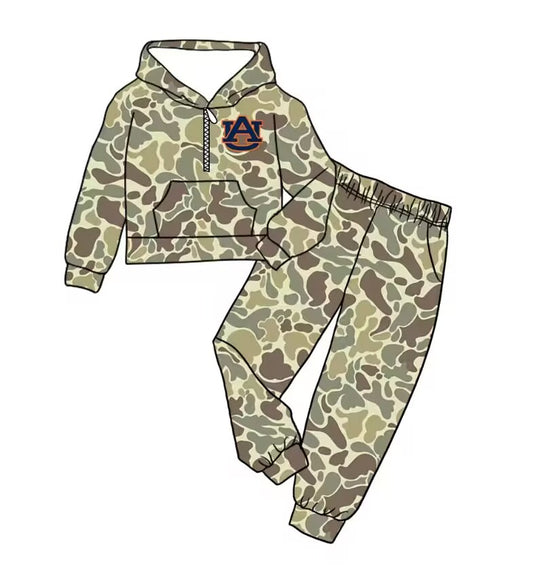 Custom moq 5 mix size milk silk summer teams baby boy clothes camouflage hooded long sleeve pants sets-25.8.30