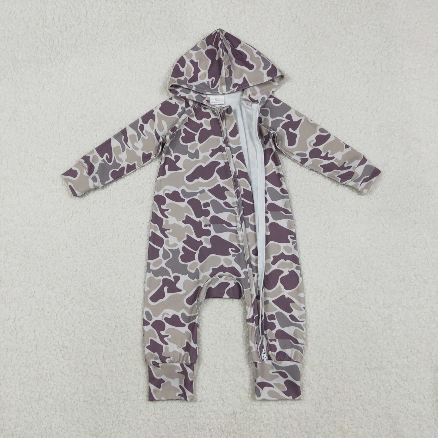 RTS NO MOQ（In Stock ) LR2811 Camouflage Hooded Zipper Long-Sleeve Jumpsuit