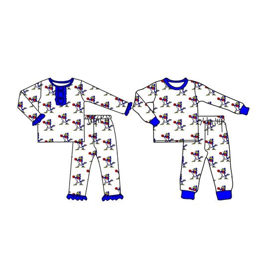 Custom moq 3 MIX SIZE  eta 7/8week moq 5 eta /4/5week  Blue Boxing Animal Pattern White Boys Girls Mixed Set