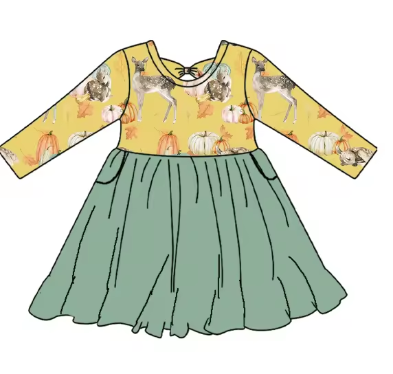Custom moq 3 eta 6-8weeks Beige Manor Long Sleeve Dress