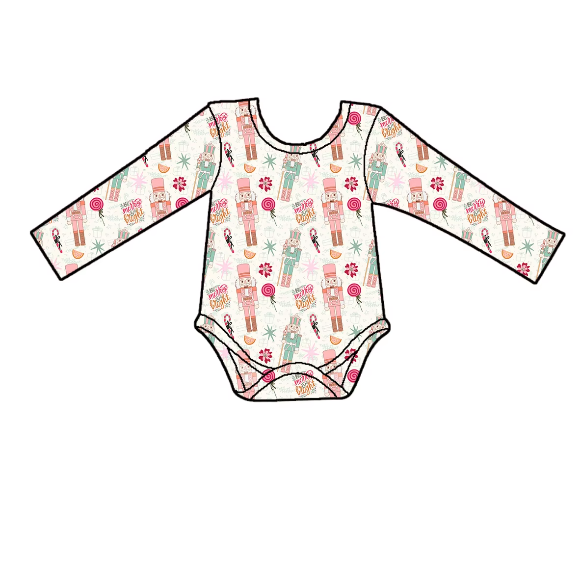 Custom moq 3 eta 6-8weeks Pink and White Christmas Puppet Knight Long Sleeve Shorts Jumpsuit