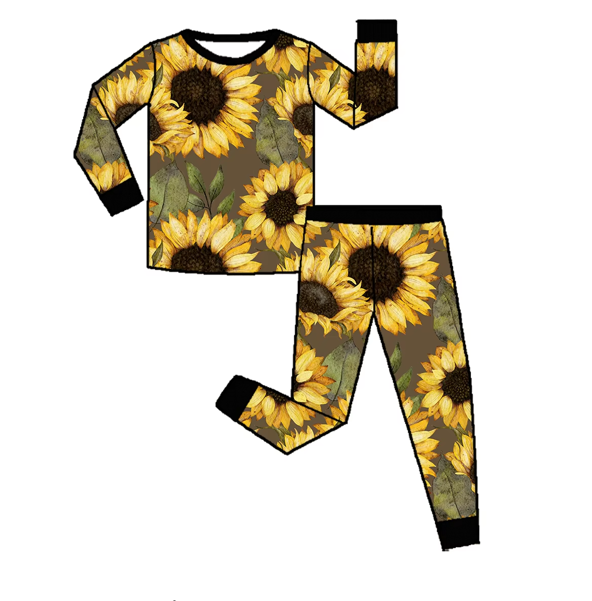 Custom moq 3 eta 6-8weeks  Sunflower Brown Green Long Sleeve Suit