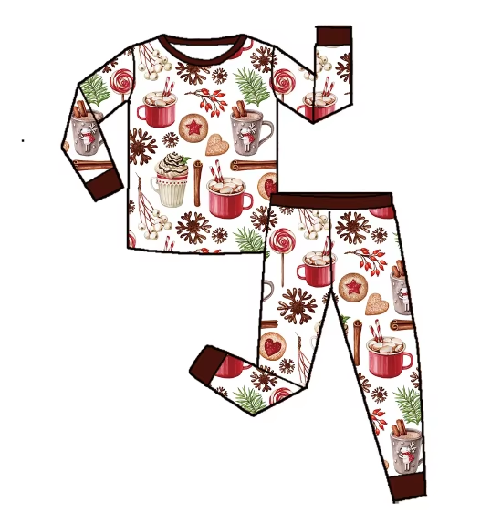 Custom moq 3 eta 6-8weeks  Coffee Ice Cream Biscuit White and Brown Long Sleeve Suit