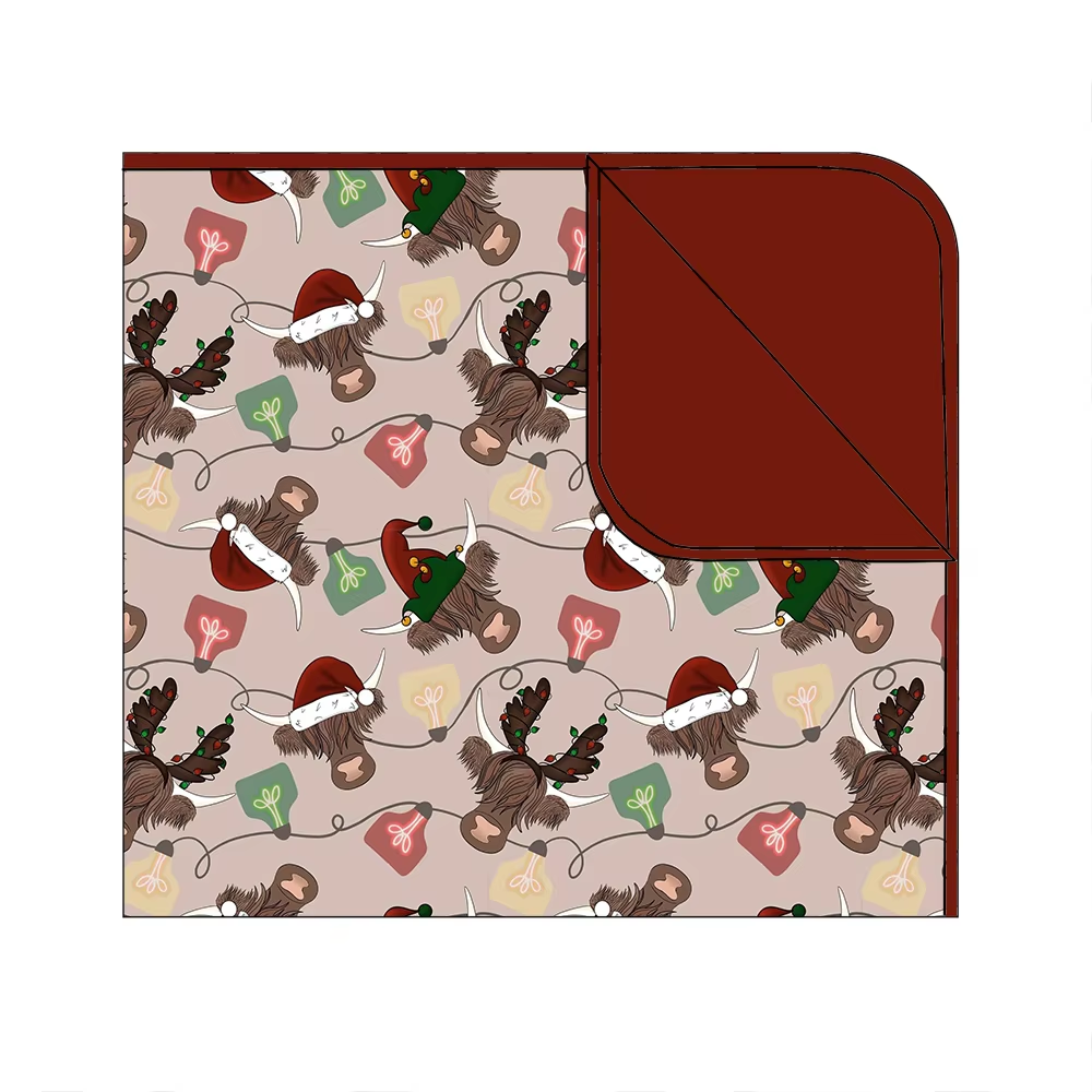 Custom MOQ 3 ETA 6-8WEEKS Christmas long-haired bull head nude skin blanket SIZE 29*43INCH