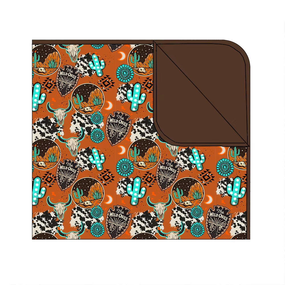 Custom MOQ 3 ETA 6-8WEEKS Tan Cactus Shield Blanket SIZE 29*43INCH
