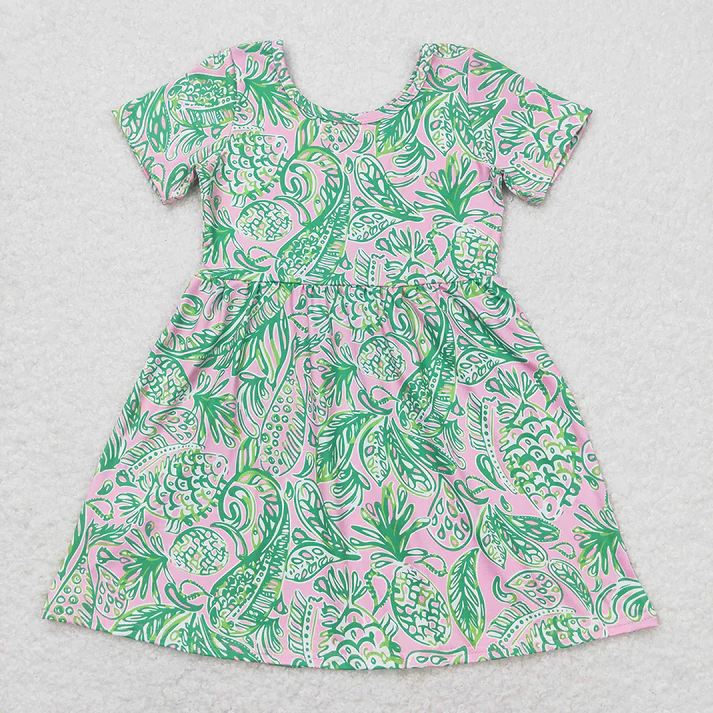 RTS baby girls clothes floral pattern short Sleeve dress