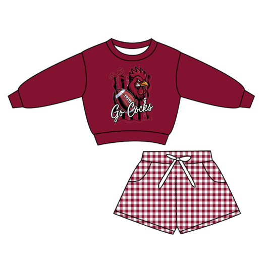 Custom moq 5 mix size milk silk summer teams baby boys clothes dark red long sleeve shorts sets-25.10.28