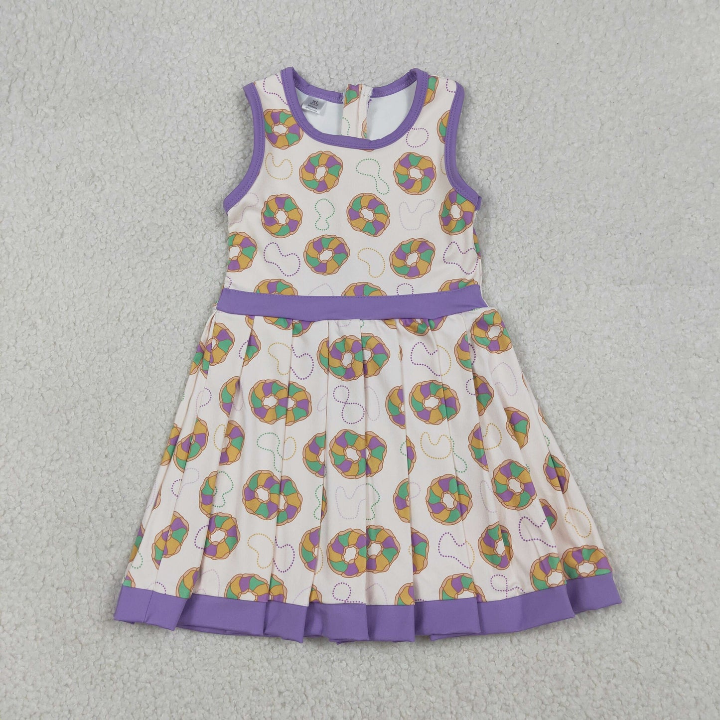 RTS NO MOQ（In Stock) Carnival Necklace Donut Beige Yoga Pleated Sleeveless Dress