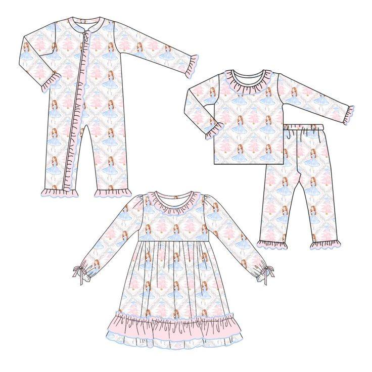 Custom moq 5 each style eta 6-7weeks baby girl clothes ballet girls long sleeve pants sets and romper and dress -25.8.25