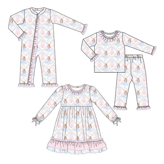 Custom moq 5 each style eta 6-7weeks baby girl clothes ballet girls long sleeve pants sets and romper and dress -25.8.25