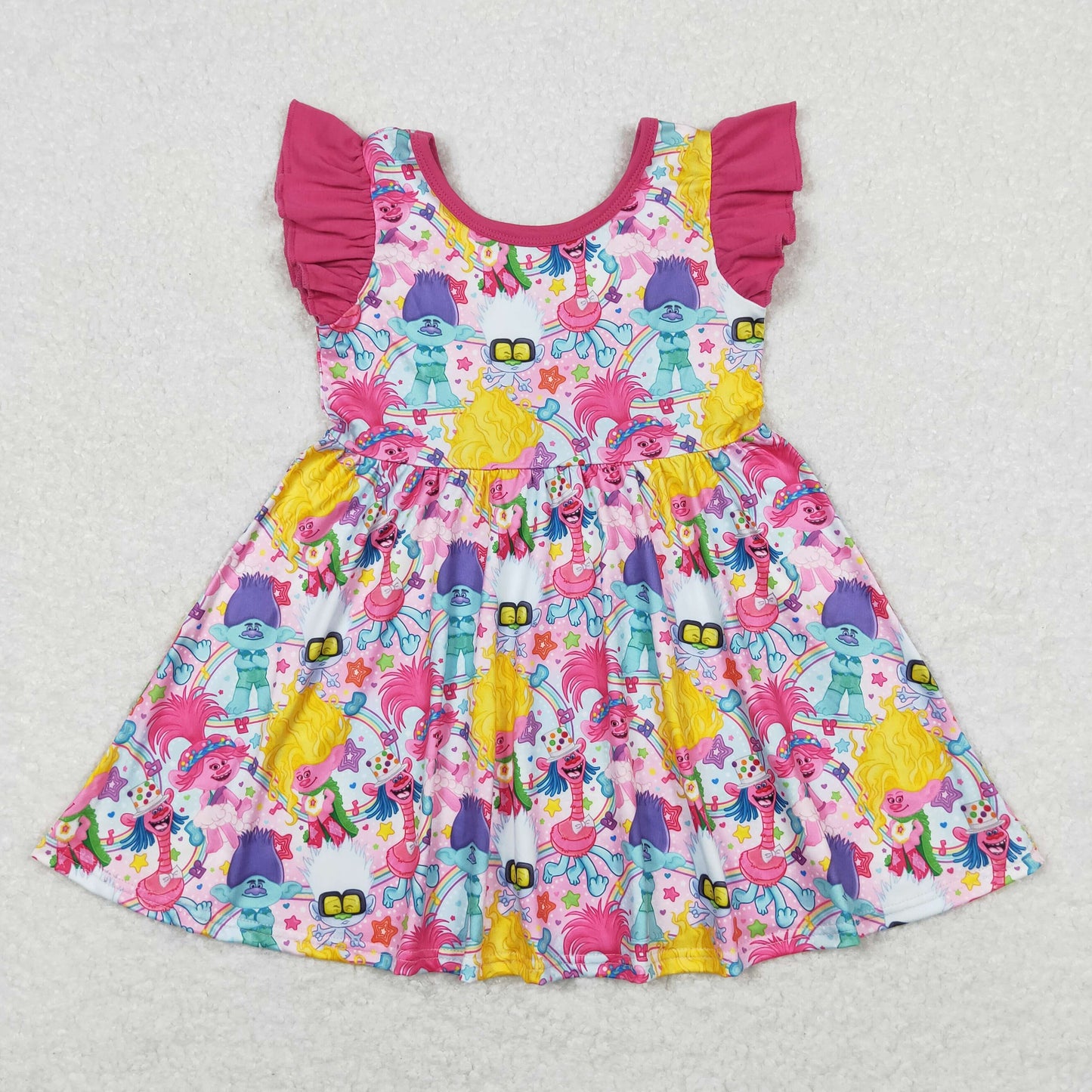 Cute Clothes  GSD0943 Baby Girl's Fuchsia Flutter Sleeve Dress Infant Girls' Clothing