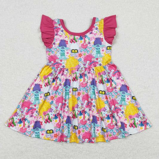 Cute Clothes  GSD0943 Baby Girl's Fuchsia Flutter Sleeve Dress Infant Girls' Clothing