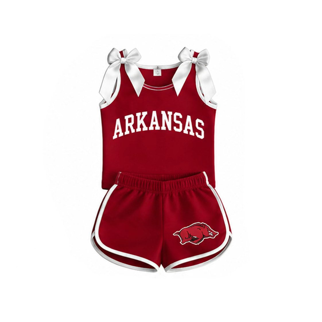 (Preorder new) No moq Baby Girls Bow Sleeveless Top And Shorts Summer Outfit Sets