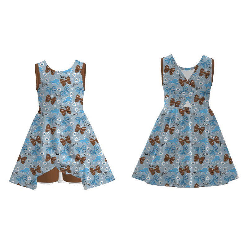 Custom moq 5 each style eta 6-7weeks milk silk baby girls summer team bow short sleeve dress