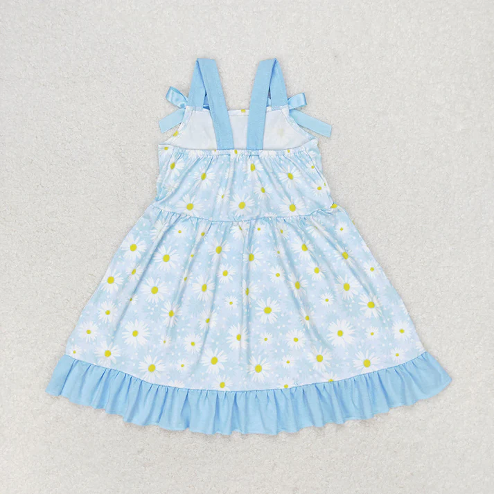 RTS Baby Girls Daisy Flowers Bows Summer Sibling Dresses Clothes Sets