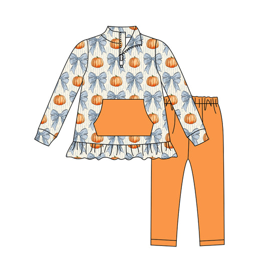 25.7.28 custom each style moq 5eta 4-6week Sibling Sisters bow baby girl long sleeve pants sets 1 and sets 2 match family design