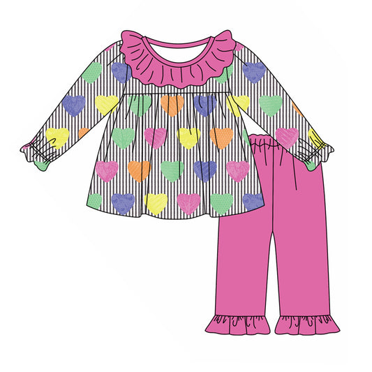 9.18 custom each style moq 5eta 4-6week Sibling Sister love purple baby girl sets and dress and rompers match family design