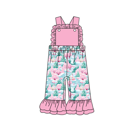 9.21 custom each style moq 5eta 4-6week baby girls clothes Christmas pink suspender baby girls jumpsuit