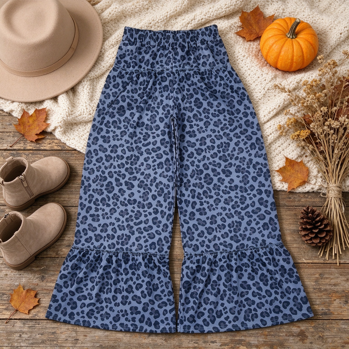 NEW RTS NO MOQ yoga fabric P1052 Adult Women Grey Leopard Yoga Bell Bottom Pants