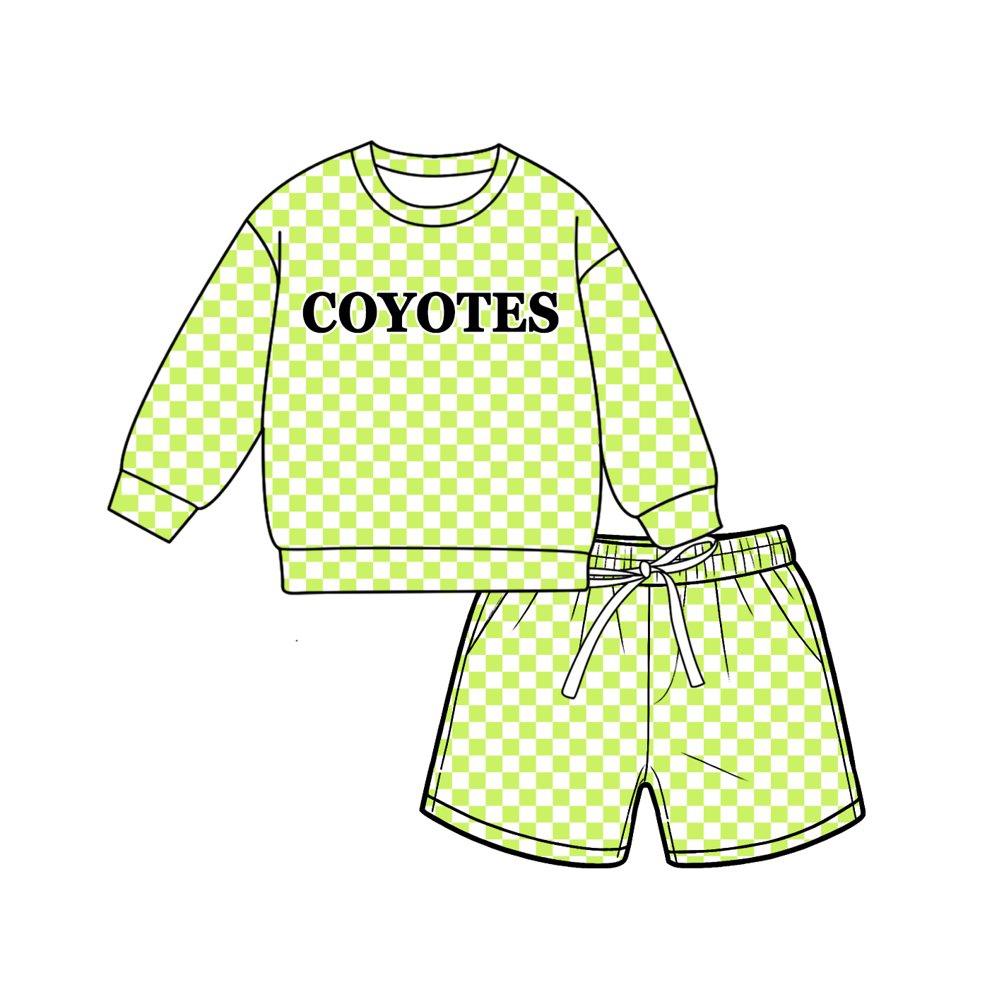 custom moq 5 mix size MSD070803 Baby Kids Casual Checked Long Sleeve Top Drawstring Shorts Clothes Set
