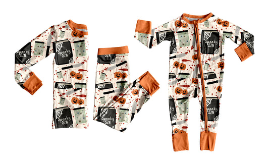 25.7.7 custom each style moq 5eta 4-6week Sibling Sisters pumpkin baby boy long sleeve pants sets and rompers match family design