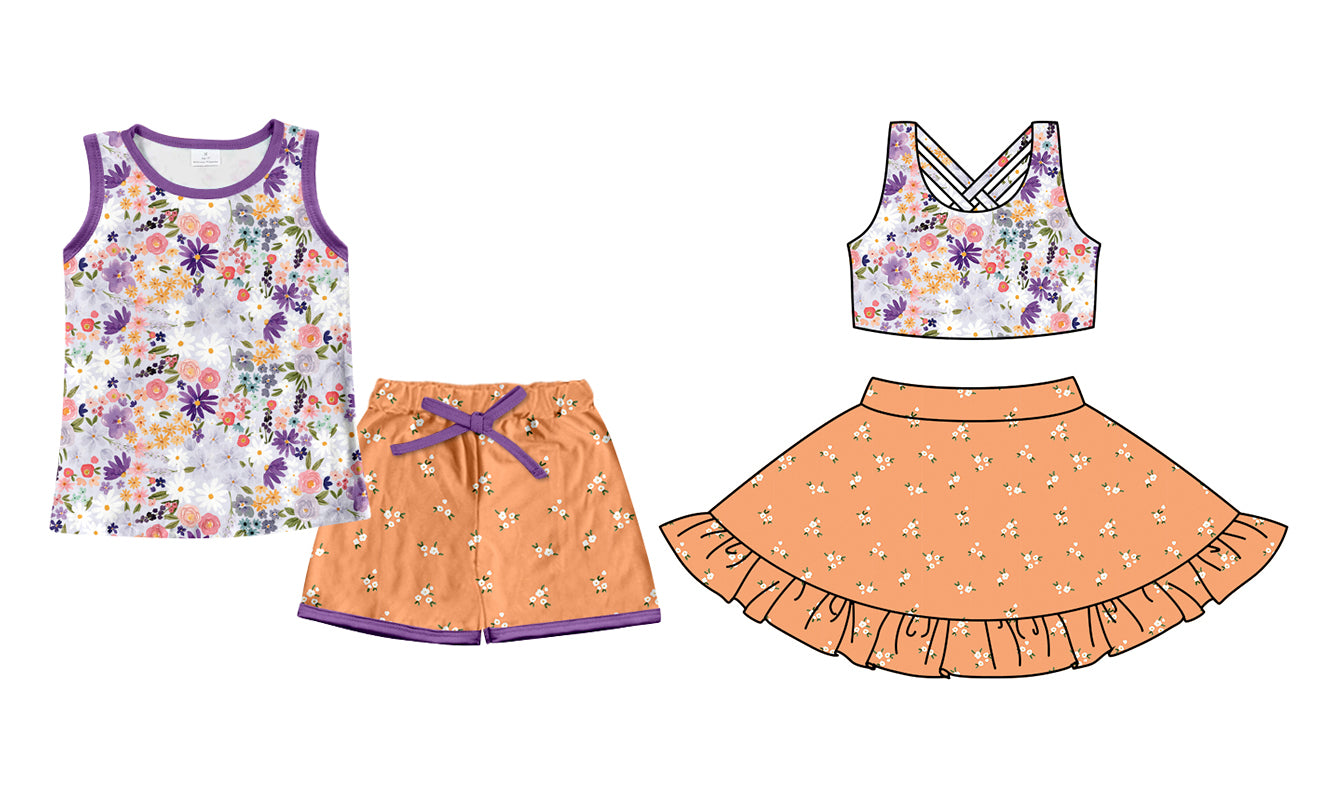 2.27 custom each style moq 5eta 4-6week Sibling Sister floral baby girl short sleeve shorts sets and dresses match design