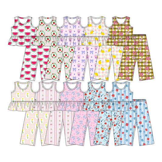 3.25 Custom moq 5 mix size Sibling Baby Girl's Sleeveless Top And Pants Set Outfit