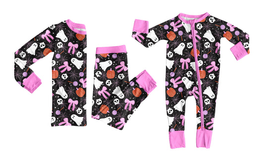 25.7.23 custom each style moq 5eta 4-6week Sibling Sister ghost bow baby girl long sleeve pants sets and rompers match family design