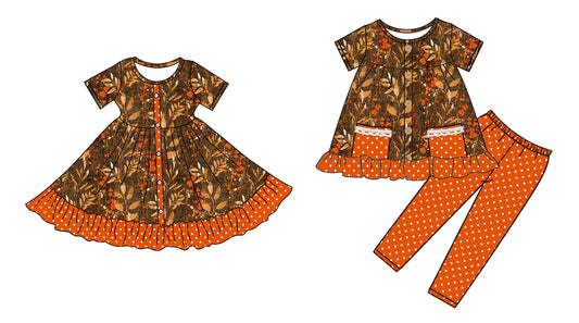 5.1 custom each style moq 5eta 4-6week Sibling Sister baby girl pants sets and dress match family design