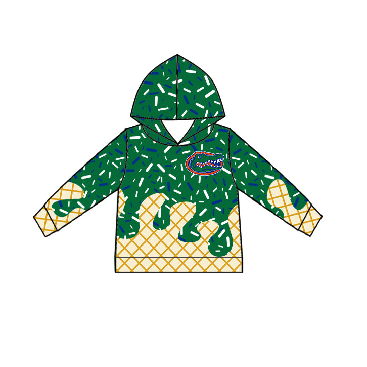 Custom summer teams baby girls clothes team green hooded long sleeve tops and short sleeve top and dress and pants and shorts-25.5.27