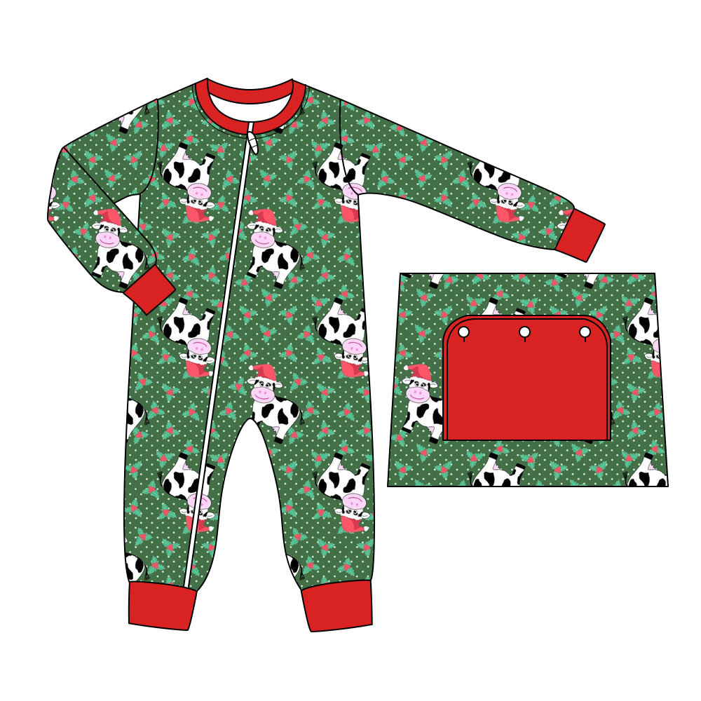 6.7 custom each style moq 5eta 4-6week Sibling Sister cow green boys pajamas outfits and baby romper match family design