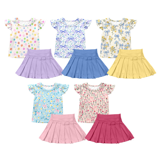 25.6.12 custom each style moq 5eta 4-6week Sibling Sisters baby girl short sleeve skirt set 1 and skirt set 5 match family design