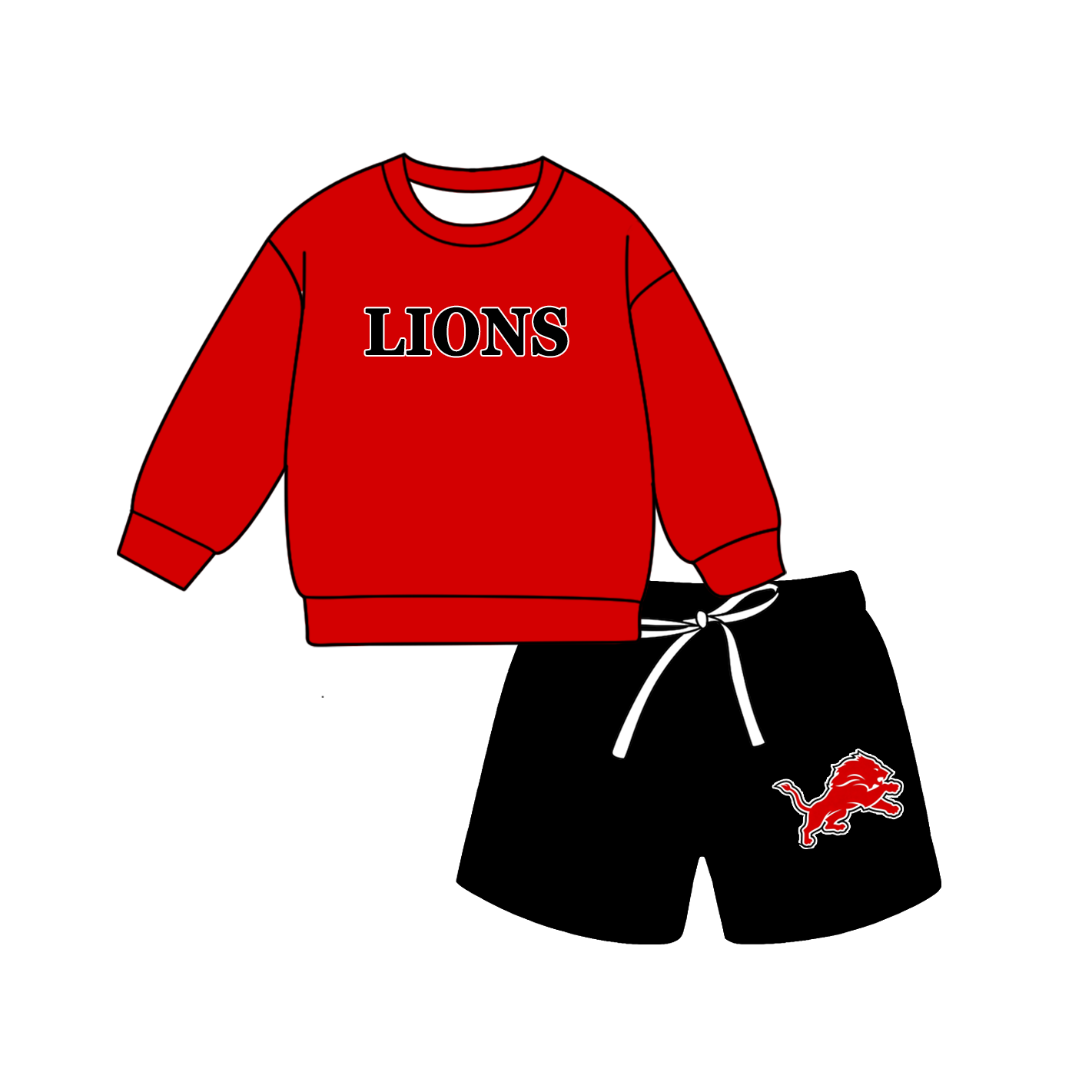 custom moq 5 mix size MSD071103 Baby Kids Letter Printed Long Sleeve Top Drawstring Shorts Team Clothes Set