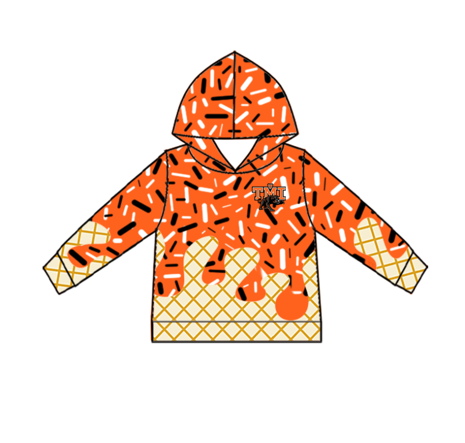 Custom moq 5 mix size milk silk baby girls clothes team bow orange hooded long sleeve tops and shorts and jacket-25.7.24