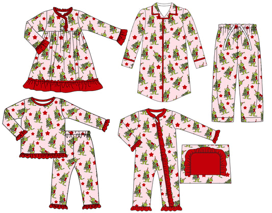25.7.24 custom each style moq 5eta 4-6week Sibling Sisters Christmas baby girl long sleeve pants sets and adult top and adult pants and romper and dress match family design
